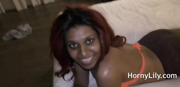 Horny Lily Taking Big White Cock In Her Indian Big Ass